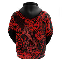 Hawaii Fish Hook Hoodie Hibiscus Hawaii Tribal Tattoo Red Version - Wonder Print Shop