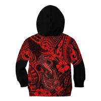 Hawaii Fish Hook Kid Hoodie Hibiscus Hawaii Tribal Tattoo Red Version - Wonder Print Shop