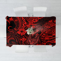 Hawaii Fish Hook Tablecloth Hibiscus Hawaii Tribal Tattoo Red Version - Wonder Print Shop