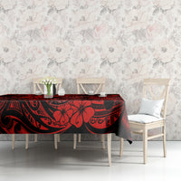 Hawaii Fish Hook Tablecloth Hibiscus Hawaii Tribal Tattoo Red Version - Wonder Print Shop