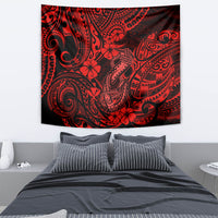 Hawaii Fish Hook Tapestry Hibiscus Hawaii Tribal Tattoo Red Version - Wonder Print Shop