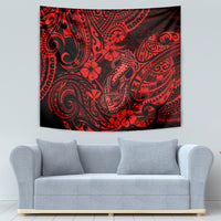 Hawaii Fish Hook Tapestry Hibiscus Hawaii Tribal Tattoo Red Version - Wonder Print Shop