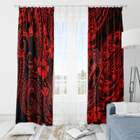 Hawaii Fish Hook Window Curtain Hibiscus Hawaii Tribal Tattoo Red Version - Wonder Print Shop