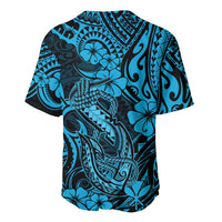 Hawaii Fish Hook Baseball Jersey Hibiscus Hawaii Tribal Tattoo Sky Blue Version - Wonder Print Shop