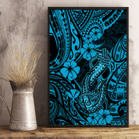 Hawaii Fish Hook Canvas Wall Art Hibiscus Hawaii Tribal Tattoo Sky Blue Version - Wonder Print Shop