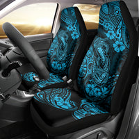 Hawaii Fish Hook Car Seat Cover Hibiscus Hawaii Tribal Tattoo Sky Blue Version - Wonder Print Shop
