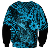Hawaii Fish Hook Sweatshirt Hibiscus Hawaii Tribal Tattoo Sky Blue Version - Wonder Print Shop