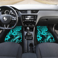 Hawaii Fish Hook Car Mats Hibiscus Hawaii Tribal Tattoo Turquoise Version - Wonder Print Shop