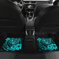 Hawaii Fish Hook Car Mats Hibiscus Hawaii Tribal Tattoo Turquoise Version - Wonder Print Shop