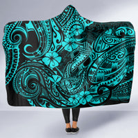 hawaii-fish-hook-hooded-blanket-hibiscus-hawaii-tribal-tattoo-turquoise-version