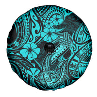 Hawaii Fish Hook Spare Tire Cover Hibiscus Hawaii Tribal Tattoo Turquoise Version - Wonder Print Shop