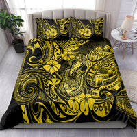Hawaii Fish Hook Bedding Set Hibiscus Hawaii Tribal Tattoo Yellow Version - Wonder Print Shop