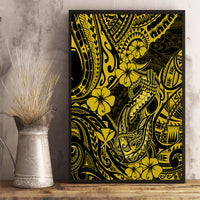 Hawaii Fish Hook Canvas Wall Art Hibiscus Hawaii Tribal Tattoo Yellow Version - Wonder Print Shop