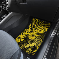 Hawaii Fish Hook Car Mats Hibiscus Hawaii Tribal Tattoo Yellow Version - Wonder Print Shop
