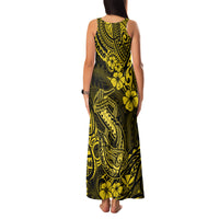 Hawaii Fish Hook Family Matching Tank Maxi Dress and Hawaiian Shirt Hibiscus Hawaii Tribal Tattoo Yellow Version - Wonder Print Shop