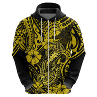 Hawaii Fish Hook Hoodie Hibiscus Hawaii Tribal Tattoo Yellow Version - Wonder Print Shop