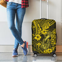 Hawaii Fish Hook Luggage Cover Hibiscus Hawaii Tribal Tattoo Yellow Version - Wonder Print Shop