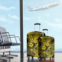 Hawaii Fish Hook Luggage Cover Hibiscus Hawaii Tribal Tattoo Yellow Version - Wonder Print Shop