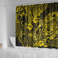 hawaii-fish-hook-shower-curtain-hibiscus-hawaii-tribal-tattoo-yellow-version