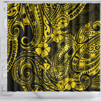 hawaii-fish-hook-shower-curtain-hibiscus-hawaii-tribal-tattoo-yellow-version
