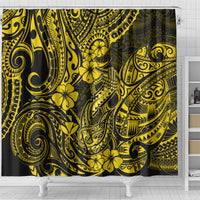 hawaii-fish-hook-shower-curtain-hibiscus-hawaii-tribal-tattoo-yellow-version