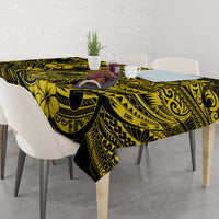 Hawaii Fish Hook Tablecloth Hibiscus Hawaii Tribal Tattoo Yellow Version - Wonder Print Shop