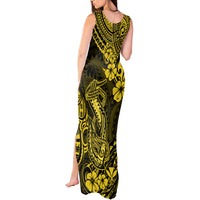 Hawaii Fish Hook Tank Maxi Dress Hibiscus Hawaii Tribal Tattoo Yellow Version - Wonder Print Shop