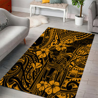 Hawaii King Kamehameha Area Rug Polynesian Pattern Gold Version - Wonder Print Shop