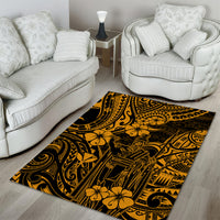 Hawaii King Kamehameha Area Rug Polynesian Pattern Gold Version - Wonder Print Shop