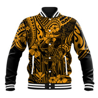 Hawaii King Kamehameha Baseball Jacket Polynesian Pattern Gold Version - Wonder Print Shop
