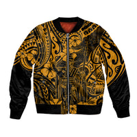 Hawaii King Kamehameha Bomber Jacket Polynesian Pattern Gold Version - Wonder Print Shop