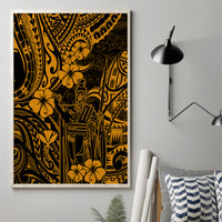 Hawaii King Kamehameha Canvas Wall Art Polynesian Pattern Gold Version - Wonder Print Shop