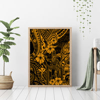 Hawaii King Kamehameha Canvas Wall Art Polynesian Pattern Gold Version - Wonder Print Shop