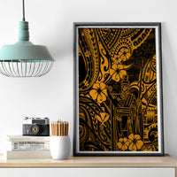 Hawaii King Kamehameha Canvas Wall Art Polynesian Pattern Gold Version - Wonder Print Shop