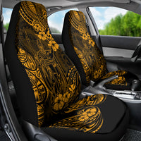 Hawaii King Kamehameha Car Seat Cover Polynesian Pattern Gold Version - Wonder Print Shop