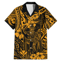 Hawaii King Kamehameha Family Matching Mermaid Dress and Hawaiian Shirt Polynesian Pattern Gold Version - Wonder Print Shop