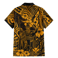 Hawaii King Kamehameha Family Matching Mermaid Dress and Hawaiian Shirt Polynesian Pattern Gold Version - Wonder Print Shop