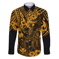 Hawaii King Kamehameha Family Matching Puletasi Dress and Hawaiian Shirt Polynesian Pattern Gold Version - Wonder Print Shop
