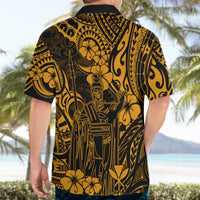 Hawaii King Kamehameha Hawaiian Shirt Polynesian Pattern Gold Version - Wonder Print Shop