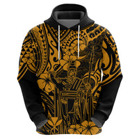 Hawaii King Kamehameha Hoodie Polynesian Pattern Gold Version - Wonder Print Shop