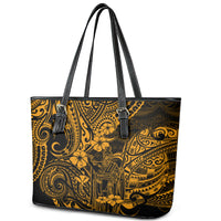 Hawaii King Kamehameha Leather Tote Bag Polynesian Pattern Gold Version - Wonder Print Shop