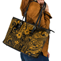 Hawaii King Kamehameha Leather Tote Bag Polynesian Pattern Gold Version - Wonder Print Shop