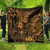 Hawaii King Kamehameha Quilt Polynesian Pattern Gold Version - Wonder Print Shop