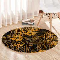 hawaii-king-kamehameha-round-carpet-polynesian-pattern-gold-version