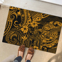 Hawaii King Kamehameha Rubber Doormat Polynesian Pattern Gold Version - Wonder Print Shop