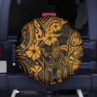 Hawaii King Kamehameha Spare Tire Cover Polynesian Pattern Gold Version - Wonder Print Shop