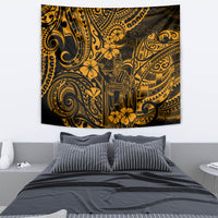 Hawaii King Kamehameha Tapestry Polynesian Pattern Gold Version - Wonder Print Shop