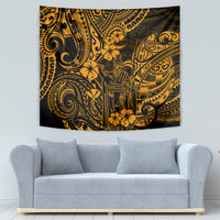Hawaii King Kamehameha Tapestry Polynesian Pattern Gold Version - Wonder Print Shop
