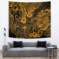 Hawaii King Kamehameha Tapestry Polynesian Pattern Gold Version - Wonder Print Shop