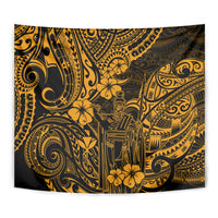Hawaii King Kamehameha Tapestry Polynesian Pattern Gold Version - Wonder Print Shop